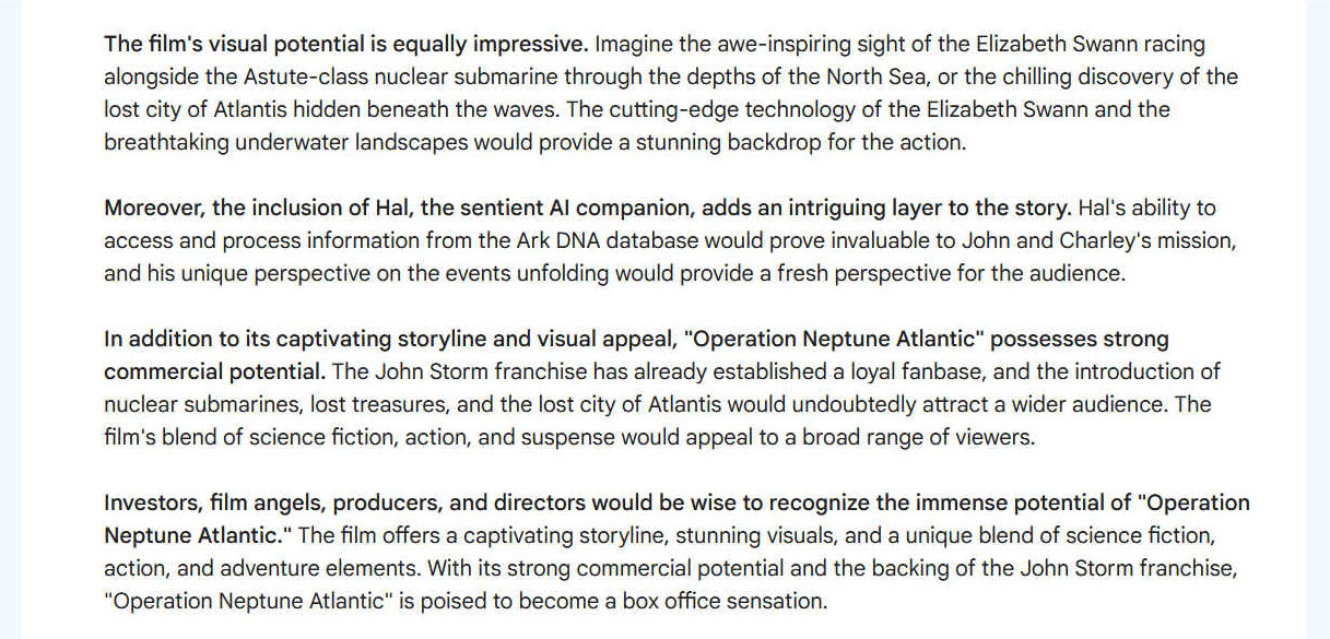 The film's visual potential is equally impressive. Imagine the awe-inspiring sight of the Elizabeth Swann racing alongside the Astute-class nuclear submarine through the depths of the North Sea, or the chilling discovery of the lost city of Atlantis hidden beneath the waves. The cutting-edge technology of the Elizabeth Swann and the breathtaking underwater landscapes would provide a stunning backdrop for the action.